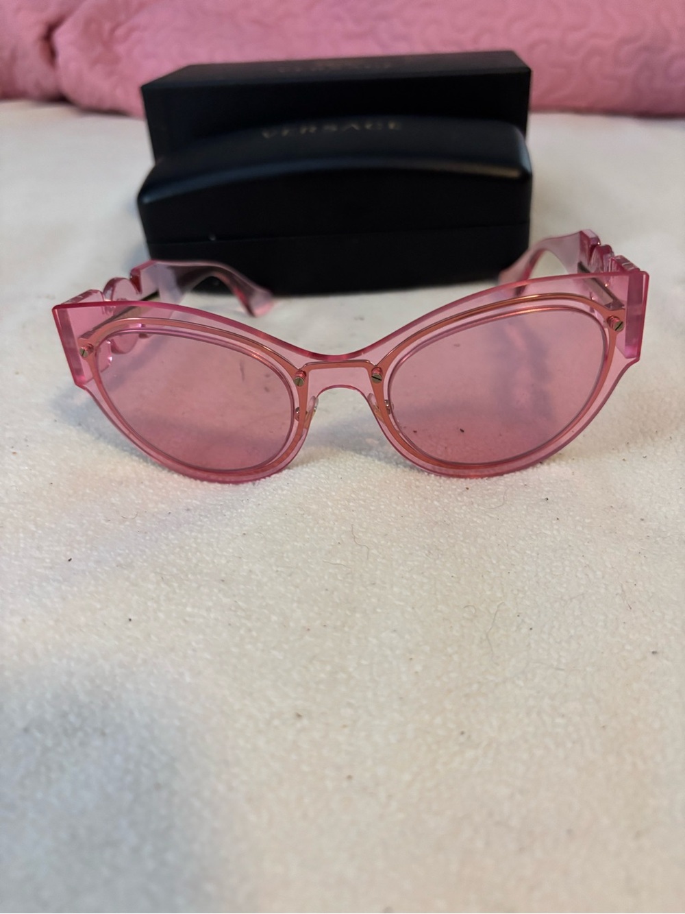 Versace Translucent Pink Cat-Eye Sunglasses